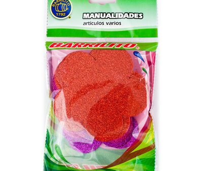 Barrilito calcomania de foamy flor fs003 con pegamento 9.6 cm 10 piezas 3 colores