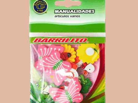 Barrilito calcomania de madera flores e insectos ws004 10 piezas