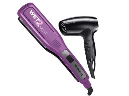 Remington combo secador y alisador ceramica mas iones wet S8001-D5000-F