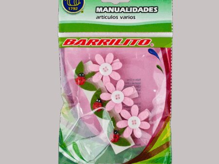 Barrilito clip de madera fieltro flores wclp1 3 piezas