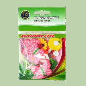 Barrilito calcomania de madera flores e insectos ws004 10 piezas