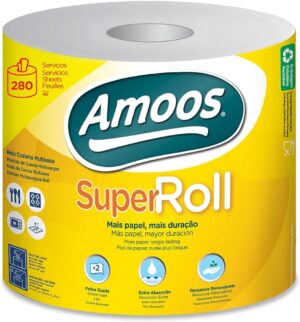 Amoos toalla mayordomo super roll doble hoja 280 h paq 6 und J627003.4
