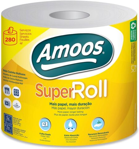 Amoos toalla mayordomo super roll doble hoja 280 h paq 6 und J627003.4