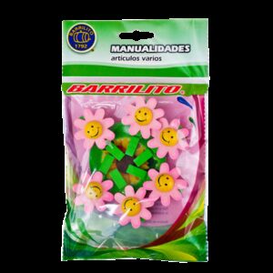 Barrilito clip de madera flores rosas wclp10p 6 piezas