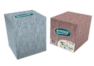Amoos pañuelos faciales de papel desechable cubo cosmetico 70 X 2 capas caja de 24unds - F622701