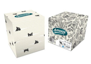 Amoos pañuelos faciales de papel desechable cubo cosmetico 50 X 3 capas caja de 24unds - F623501