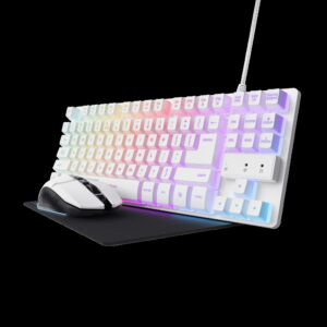 Trust teclado mouse y almohadilla gamer color blanco en español - 25233